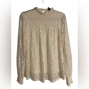 💜 Cable + Gauge off white lace top